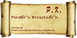 Pordán Krisztián névjegykártya