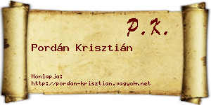 Pordán Krisztián névjegykártya